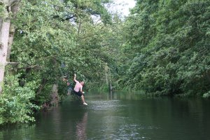 jumping into the River Stour