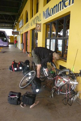 getting bikes ready for the bus