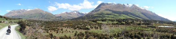 cycle touring in New Zealand near Mt. Nicolas and Water Peak